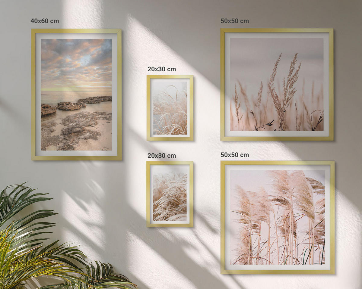 BILDER SET 5er Set - 50x50 cm & 20x30 cm & 40x60 cm Goldrahmen - Meerblick von Venedig - Goldfarben, Kunststoff (40/60cm) - TULUP