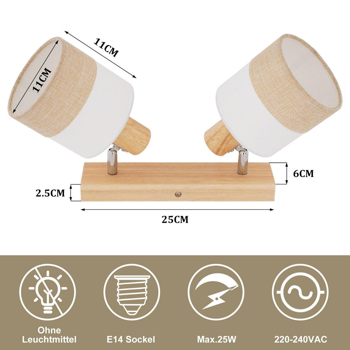 DECKENLEUCHTE FORRESTE II 16/28/13 cm - Braun, Textil (28/16/13cm) - Nettlife