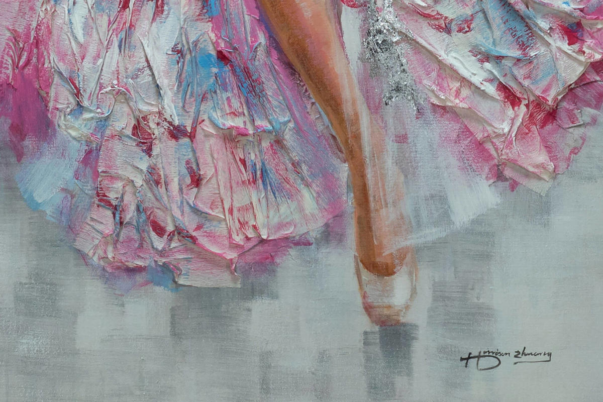 ACRYLBILD HANDGEMALT 60/120 cm - Pink/Weiß, Holz/Textil (60/120cm) - KUNSTLOFT