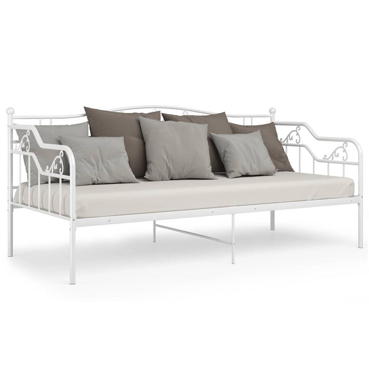 SCHLAFSOFA Bettgestell Weiss Metall 90/200 Cm - Weiß, Naturmaterialien (90/200cm) - vidaXL