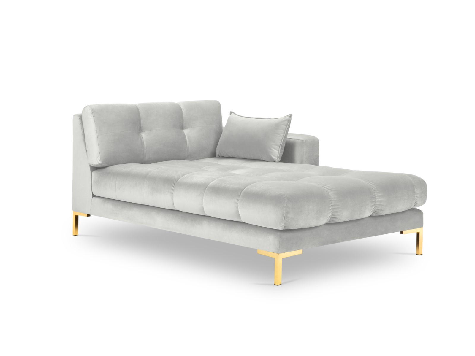 CHAISELONGUE rechts Mamaia aus Samt silber - Silberfarben, Textil (102/75/185cm) - Micadoni