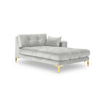 CHAISELONGUE rechts Mamaia aus Samt silber - Silberfarben, Textil (102/75/185cm) - Micadoni