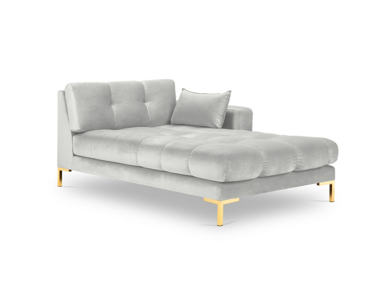 CHAISELONGUE rechts Mamaia aus Samt silber - Silberfarben, Textil (102/75/185cm) - Micadoni