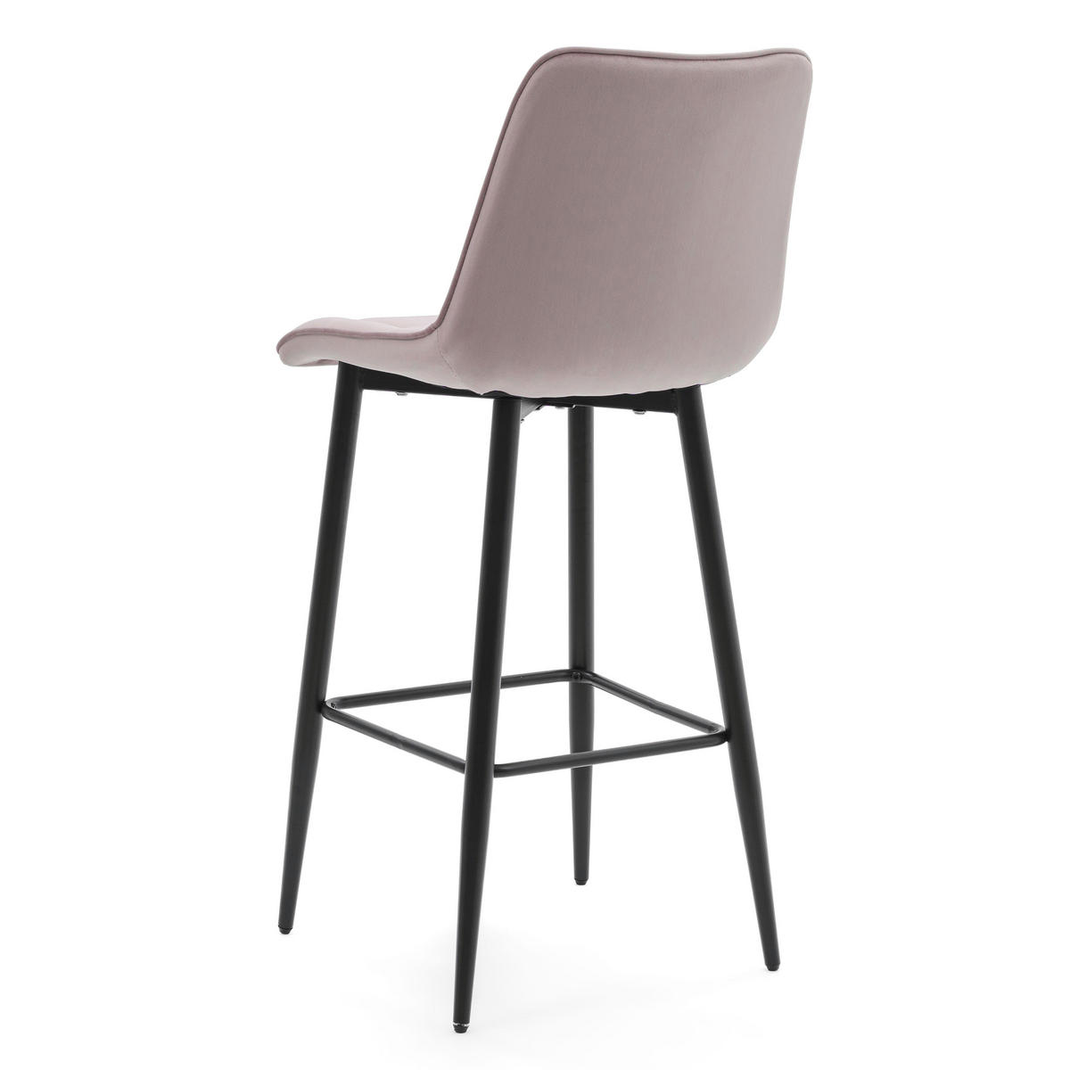 BARHOCKER CHIC gespolsterter mit Steppung - rosa - Samt Velours - Schwarz/Rosa, Textil/Metall (46/109/56cm) - NEW HOME