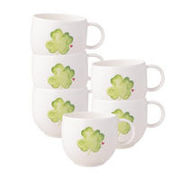 HENKELBECHER GOOD LUCK With Love weiß-grün 290 ml 6er Set - Weiß/Grün, Keramik (0.29L) - Villeroy & Boch