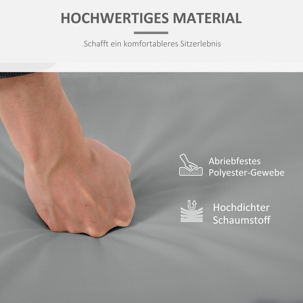 SESSELAUFLAGEN aus Polyester 56x52x7 cm in Hellgrau mit abnehmbarem Bezug - Hellgrau, Textil (52/7/56cm) - Modfu