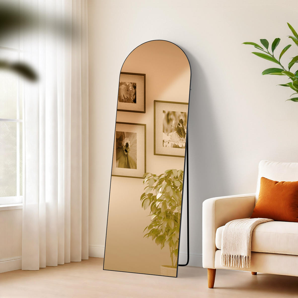 STANDSPIEGEL Malaga Glas Schwarz-matt Ganzkörperspiegel - Schwarz, Glas (50/150/3cm) - DELUKE