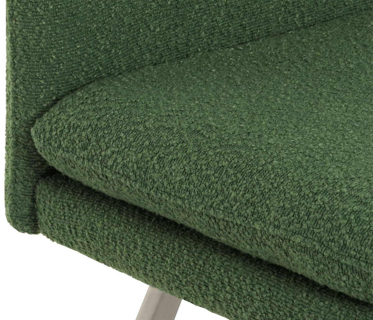 SITZBANK 93x180x58cm Sitzhöhe 51cm Lehne Stoff/Textil Bouclé Edelstahl gebürstet 180cm Grün - Grün, Textil (180/93/58cm) - BERLINLODGE