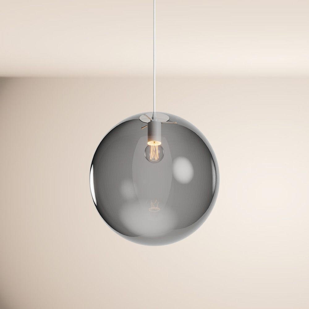 GALERIELEUCHTE Orb 5m Abhängung Rauch/Weiß Ø 40cm - Anthrazit/Weiß, Glas (40/40/40cm) - s.luce