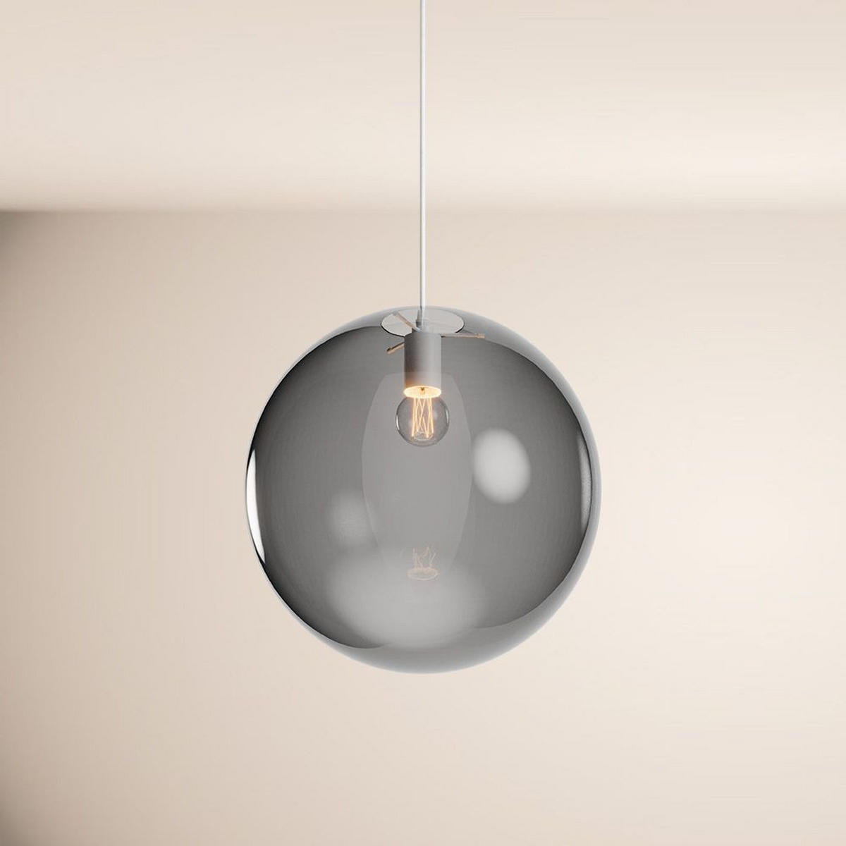 GALERIELEUCHTE Orb 5m Abhängung Rauch/Weiß Ø 40cm - Anthrazit/Weiß, Glas (40/40/40cm) - s.luce