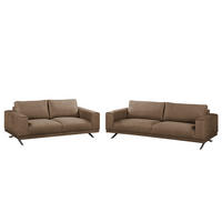 POLSTERGARNITUR (3-2) - Antiklederlook - Grau, Textil (1/1/1cm) - home24