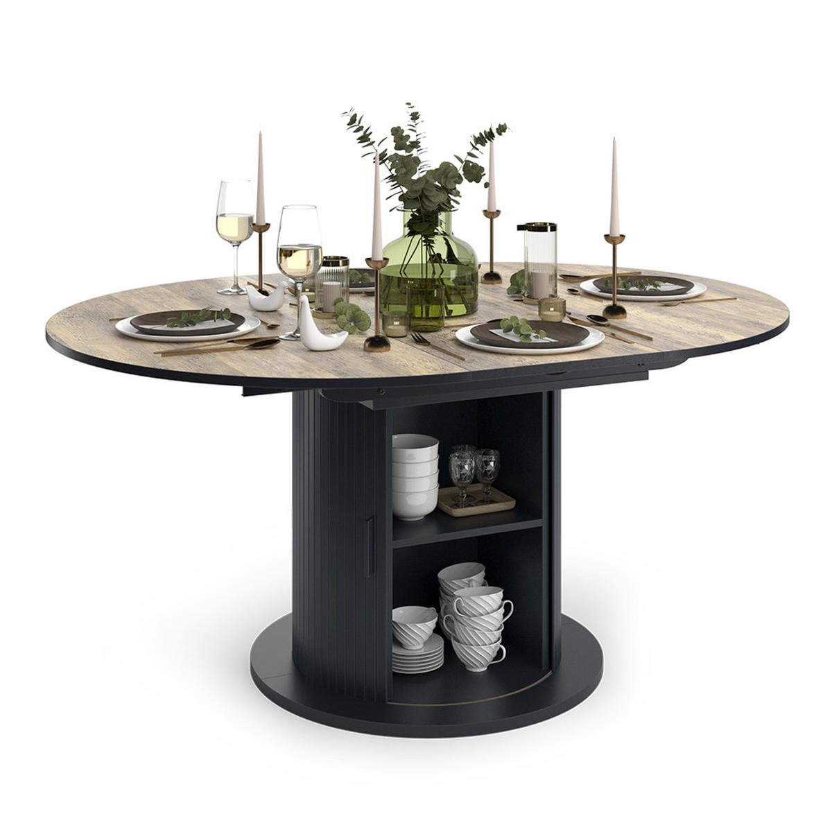 JÍDELNÍ STŮL Tavero Rustikální dub/černá - divoký dub, kompozitní dřevo (120/160/76.2cm) - Vicco