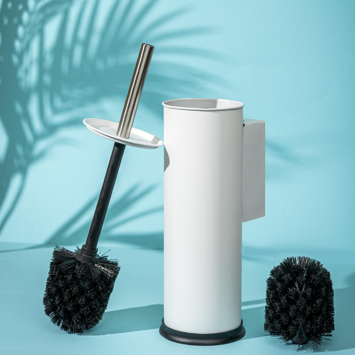 WC-GARNITUR inkl. Wandhalterung, Edelstahl weiß - Weiß, Metall (10/39/13.5cm) - bremermann