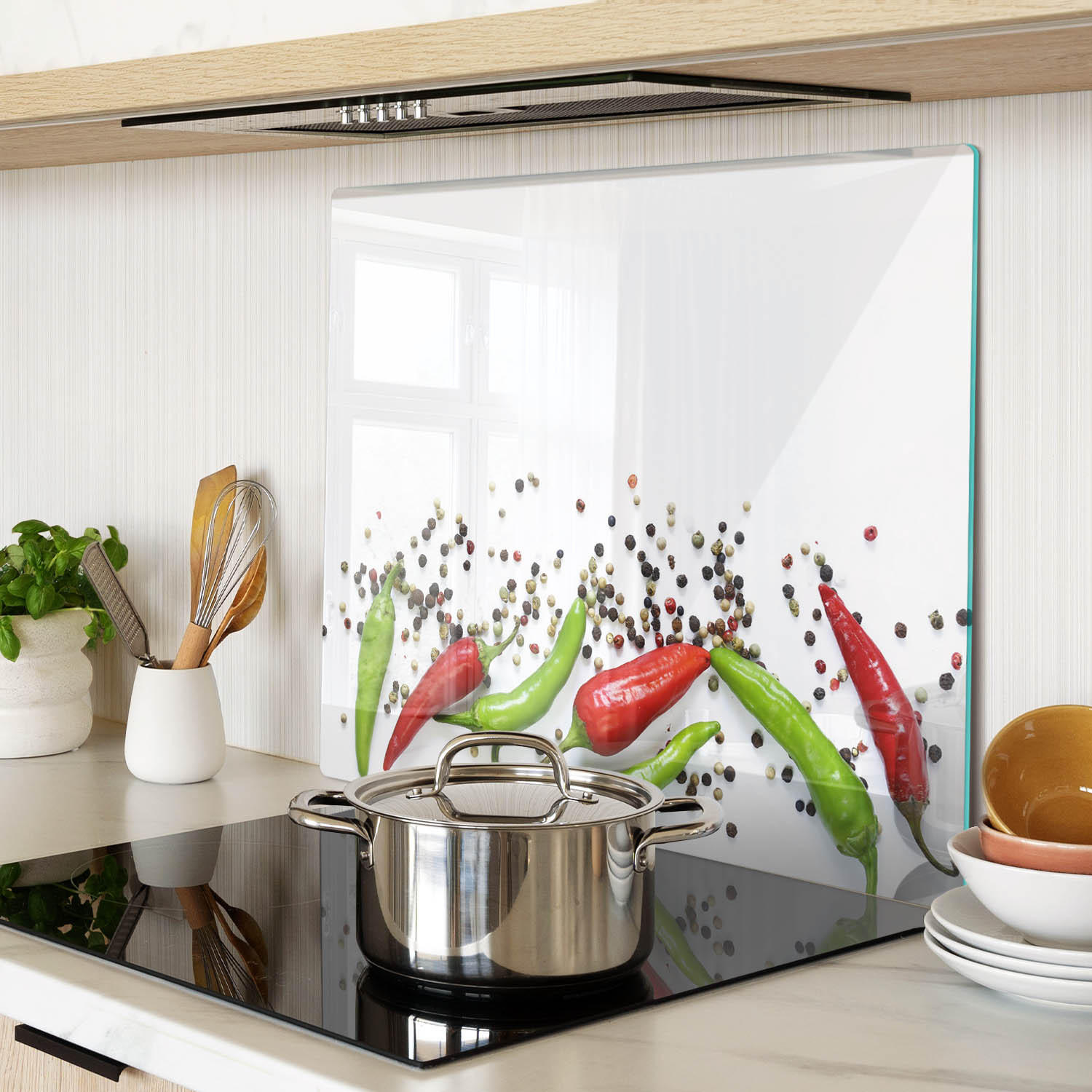 GLASPLATTE 60x52 cm Chilischoten - Multicolor, Glas (60/0.4/52cm) - TULUP