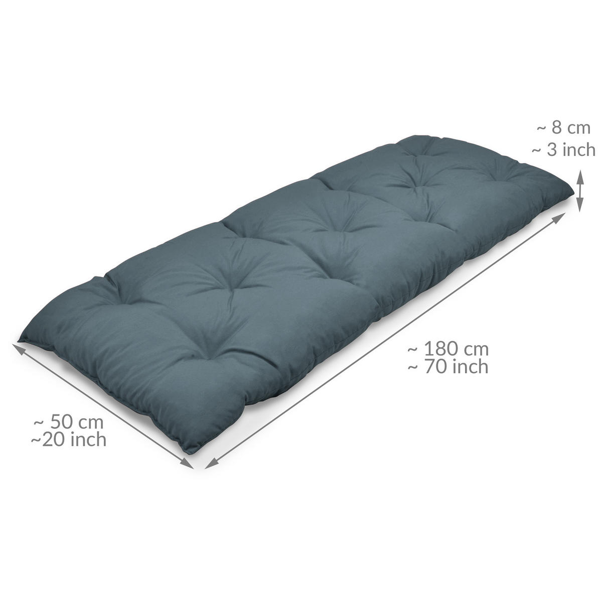 BANKPOLSTER Flair BK 180x50x8cm Taubenblau - Blaugrau, Textil (50/100cm) - Beautissu 