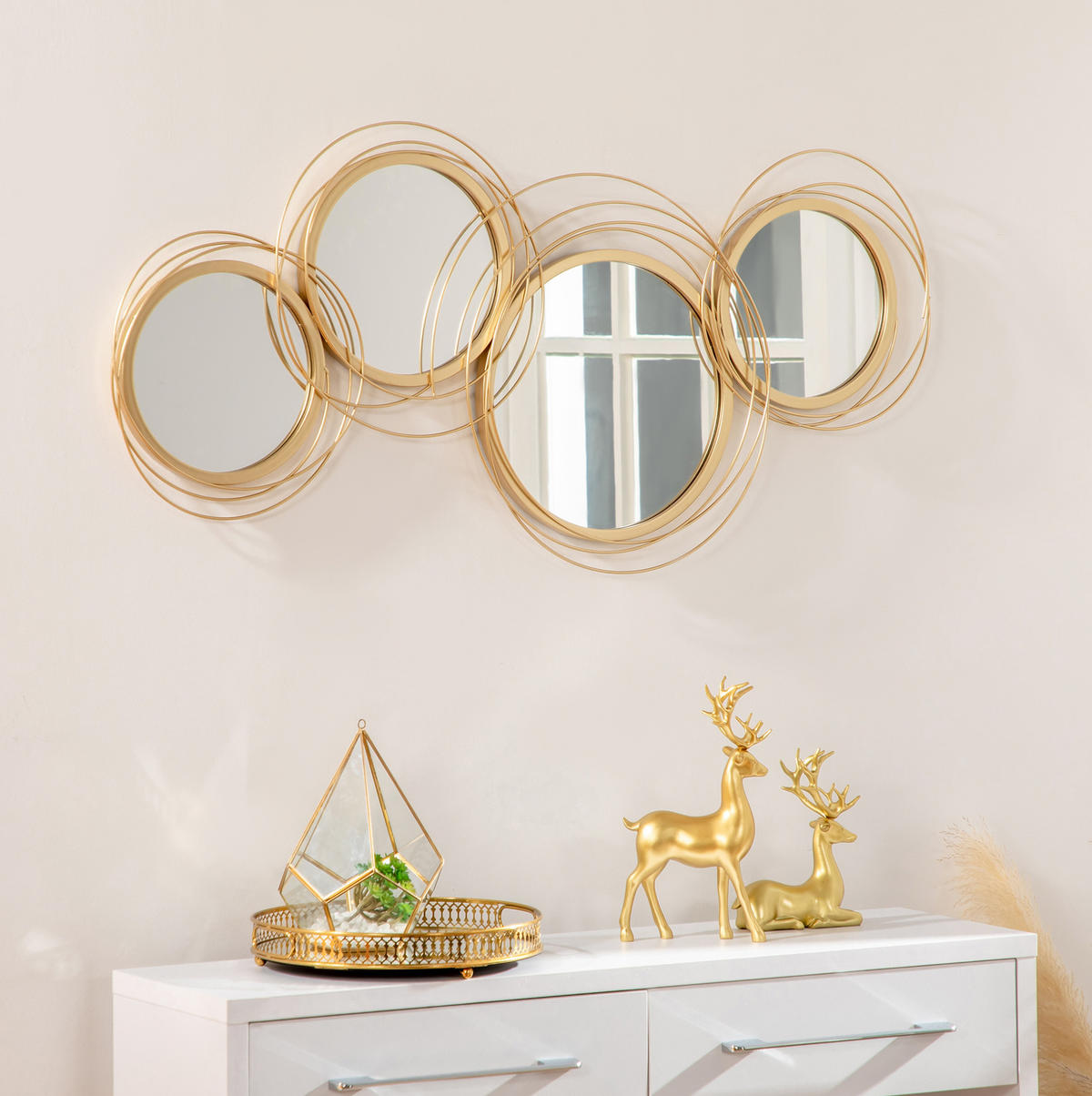 WANDSPIEGEL 107/4/56 cm gold aus Metall mit Haken - Goldfarben, Metall (4/56/107cm) - OKWISH