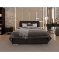 POLSTERBETT Zaira 140x200cm – Elegantes Polsterbett für modernen Wohnstil , Taschenfederkernmatratze Pocket KOKOS (20cm), schwarz - Schwarz, Holz (140/200cm) - Homesy