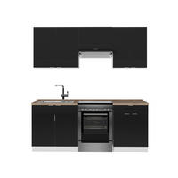 KÜCHENSCHRÄNKE Fame-Line, Schwarz gestreift/Weiß, 200 cm, AP Eiche - Schwarz/Weiß, Holzwerkstoff (200/81.6/60cm) - Vicco