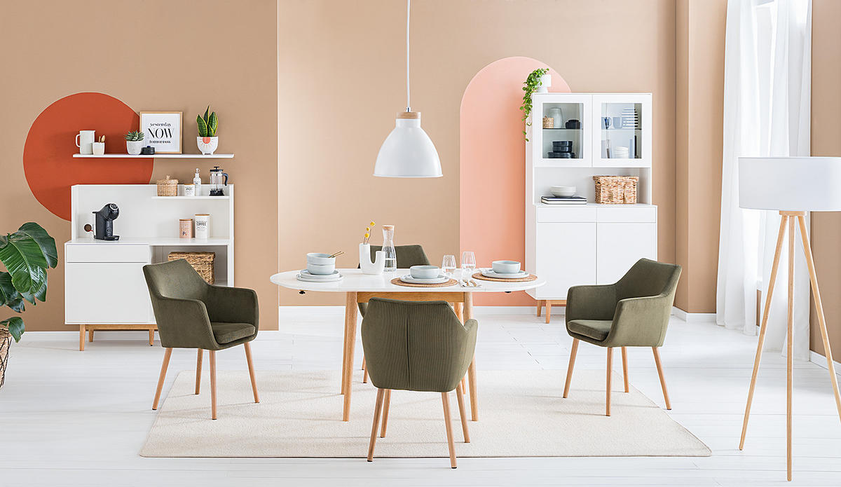 BUFFET - Weiß - Eichefarben/Weiß, Holzwerkstoff (100/190/45cm) - home24