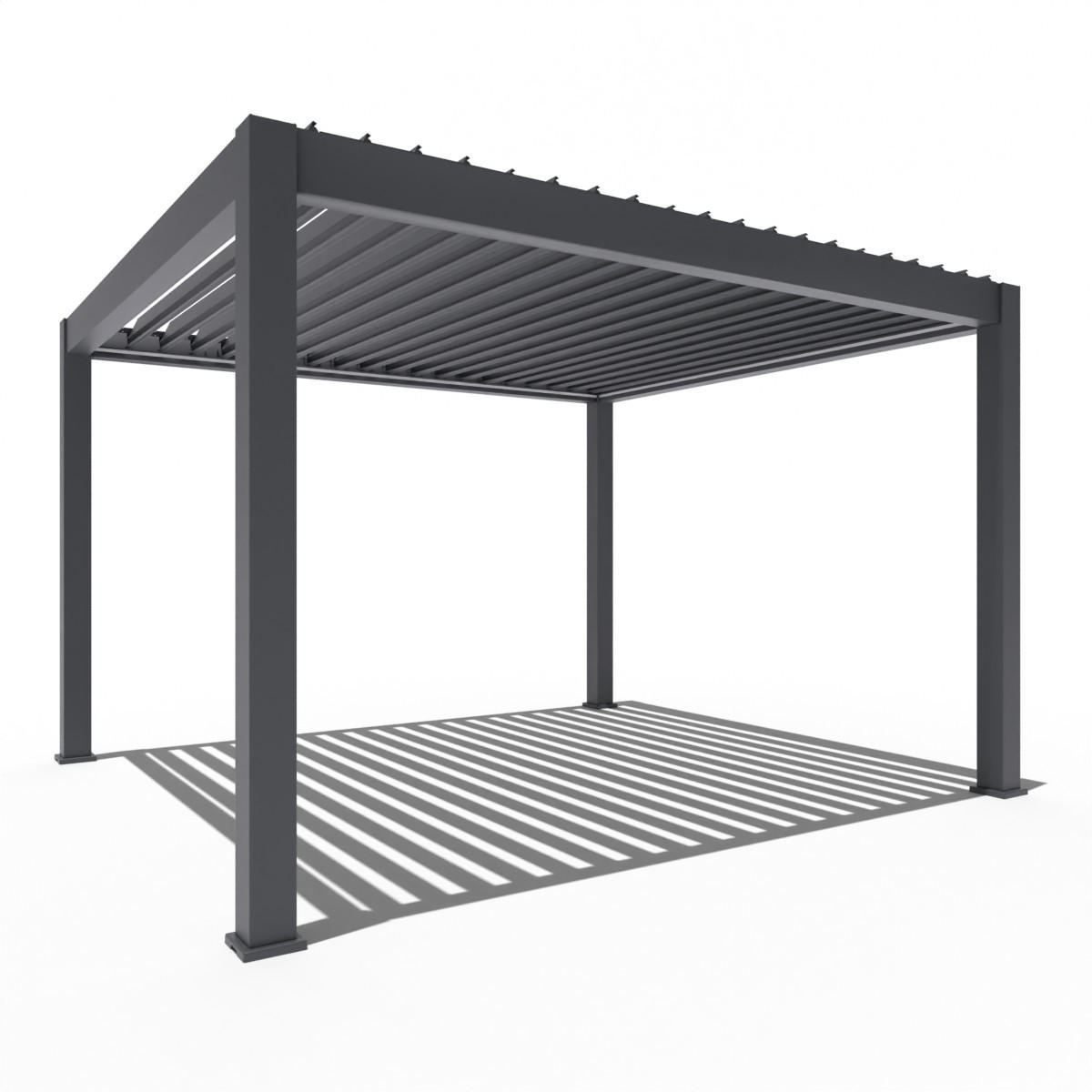 PERGOLA Prestige Pavillon Terrassenüberdachung Alu LED 3,6 x 4 m + 4 Sonnenrollo - Anthrazit, Metall (360/255/400cm) - WEIDE