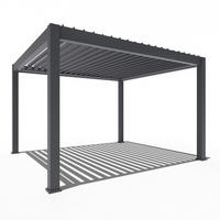 PERGOLA Prestige Pavillon Terrassenüberdachung Alu LED 3,6 x 4 m + 4 Sonnenrollo - Anthrazit, Metall (360/255/400cm) - WEIDE