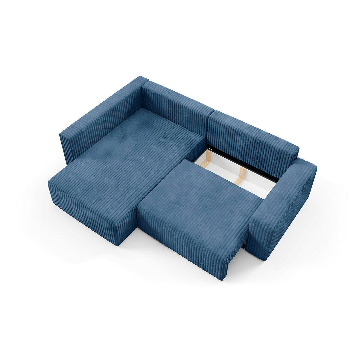 ECKSOFA Angela 4 Sitzplätze Marineblau - Blau, Holz (245/182cm) - Petits-meubles