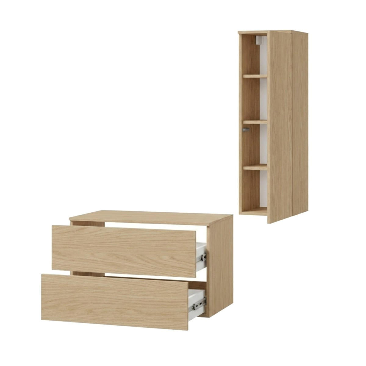 BADMÖBEL-SET Color Frühlings-Eiche 2-Teilig (2S 80 + 1D 100) - Eichefarben, Holzwerkstoff (110/160/45cm) - mzm24