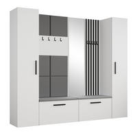 GARDEROBENSCHRANK MODULO 241,2/204/40 cm Modern Garderobe-Set Weiß - Weiß/Grau, Holzwerkstoff (241.2/204/40cm) - MASSENO