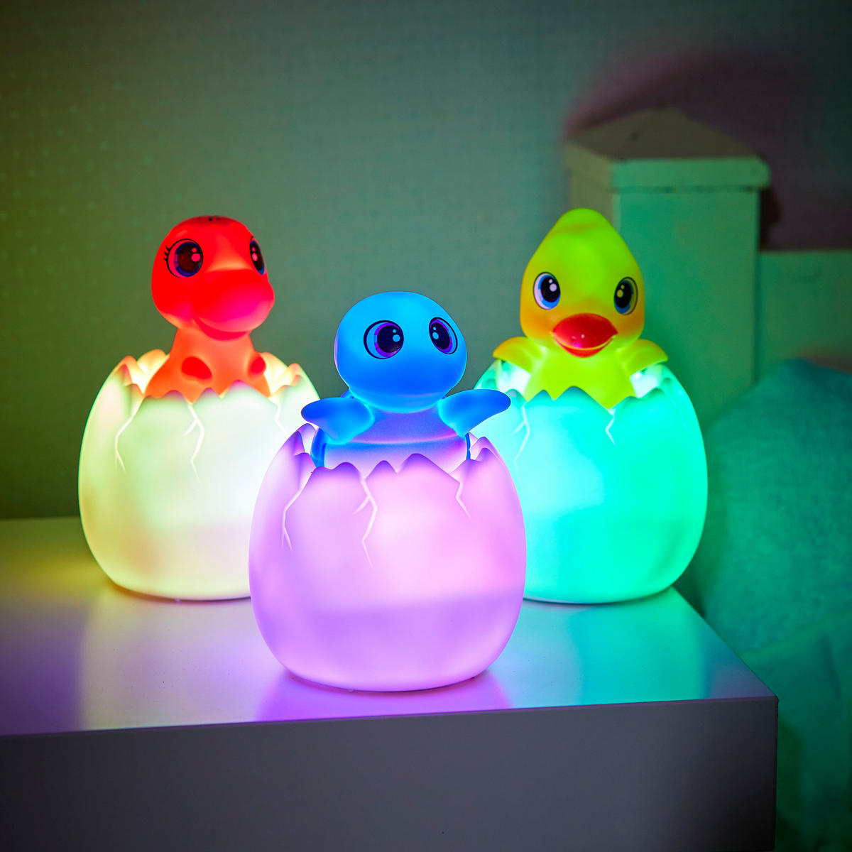LED-AKKU-NACHTLICHT - mit Schlummermelodien, Fernbedienung und Farbwechsel für Kinder - Gelb, Kunststoff (8.5/8.5/13cm) - Northpoint
