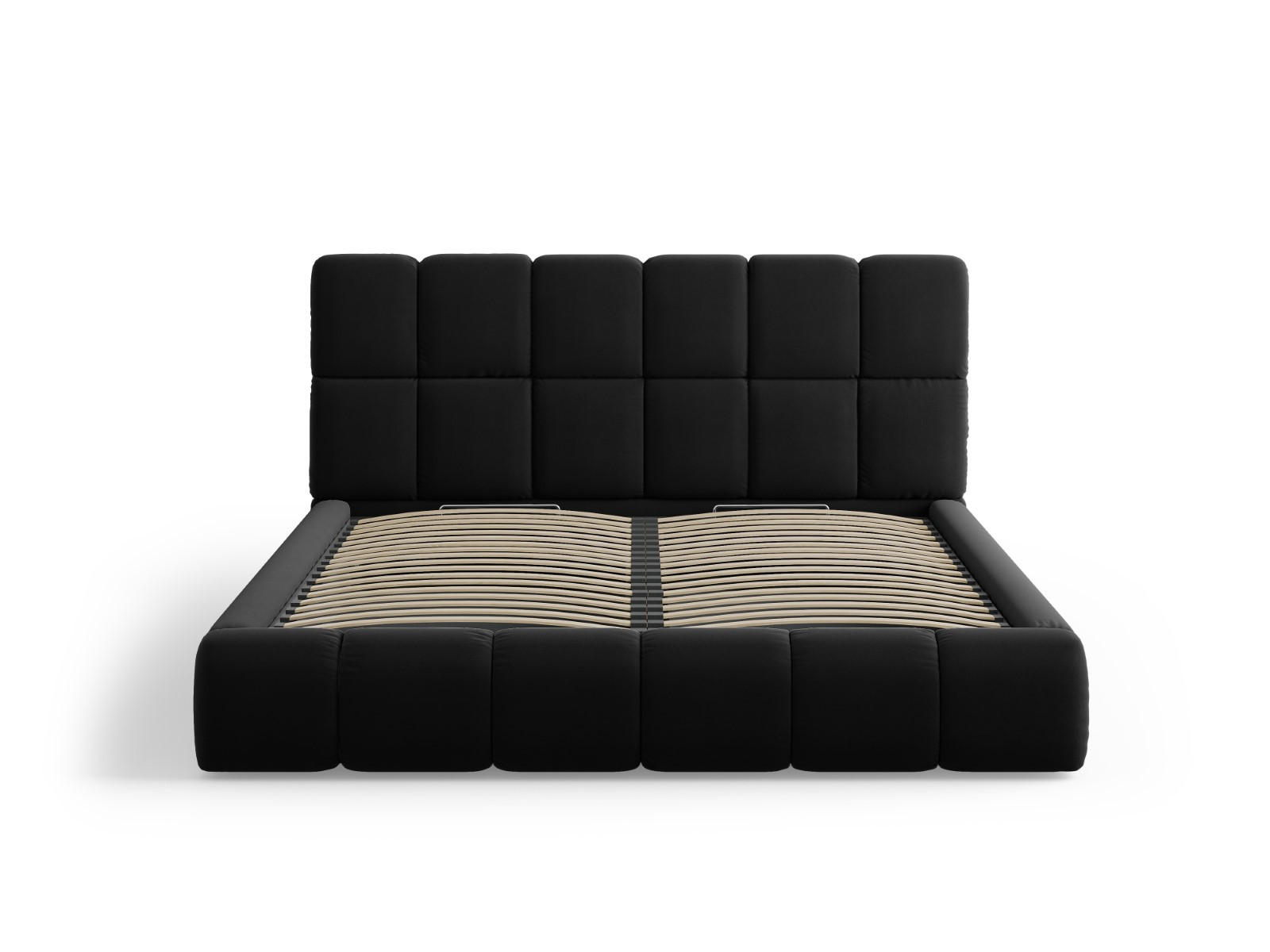 BETT mit Bettkasten und Kopfteil Bellis aus Samt schwarz 200x200cm - Schwarz, Textil (200/200cm) - Micadoni