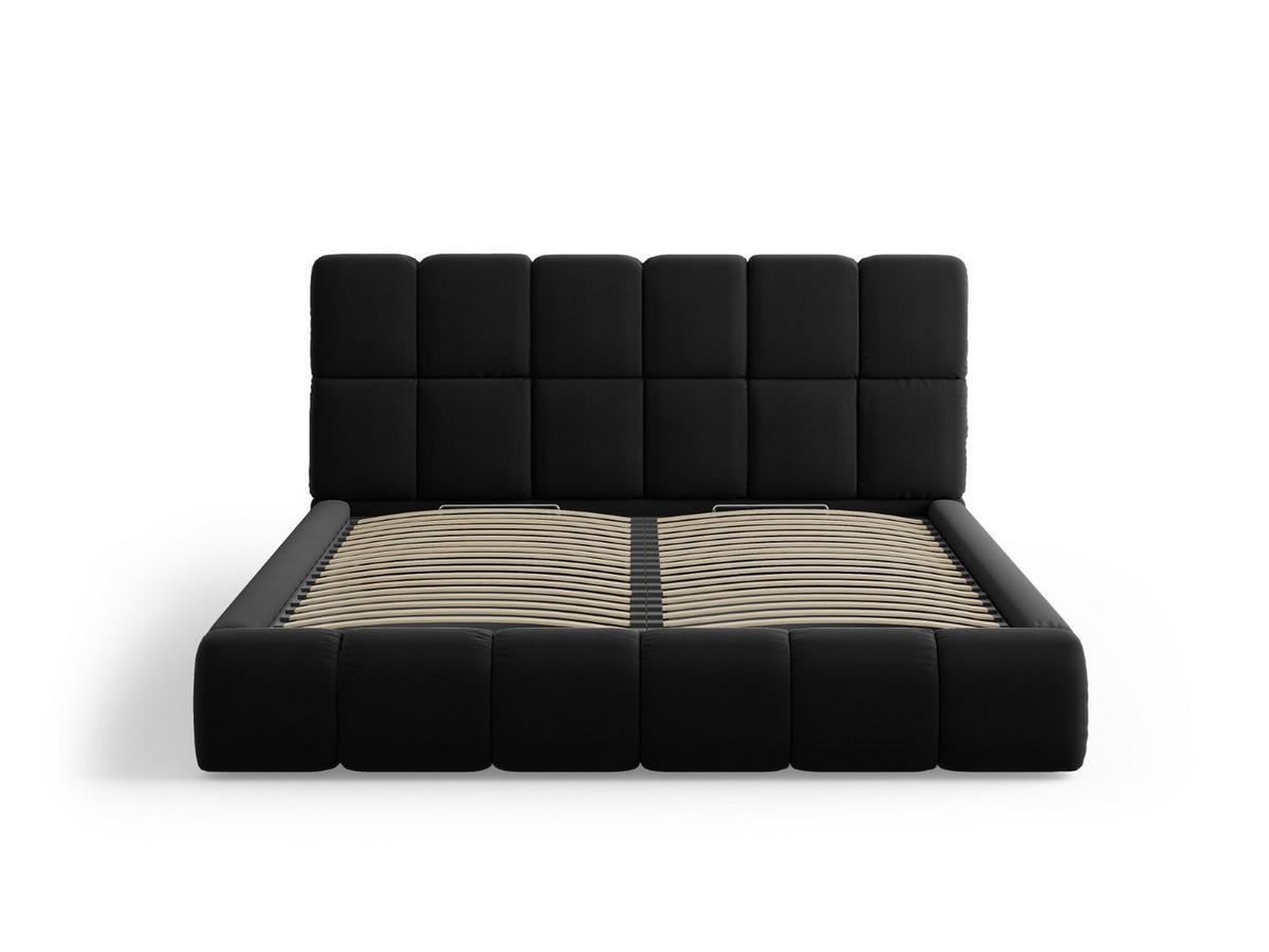 BETT mit Bettkasten und Kopfteil Bellis aus Samt schwarz 200x200cm - Schwarz, Textil (200/200cm) - Micadoni