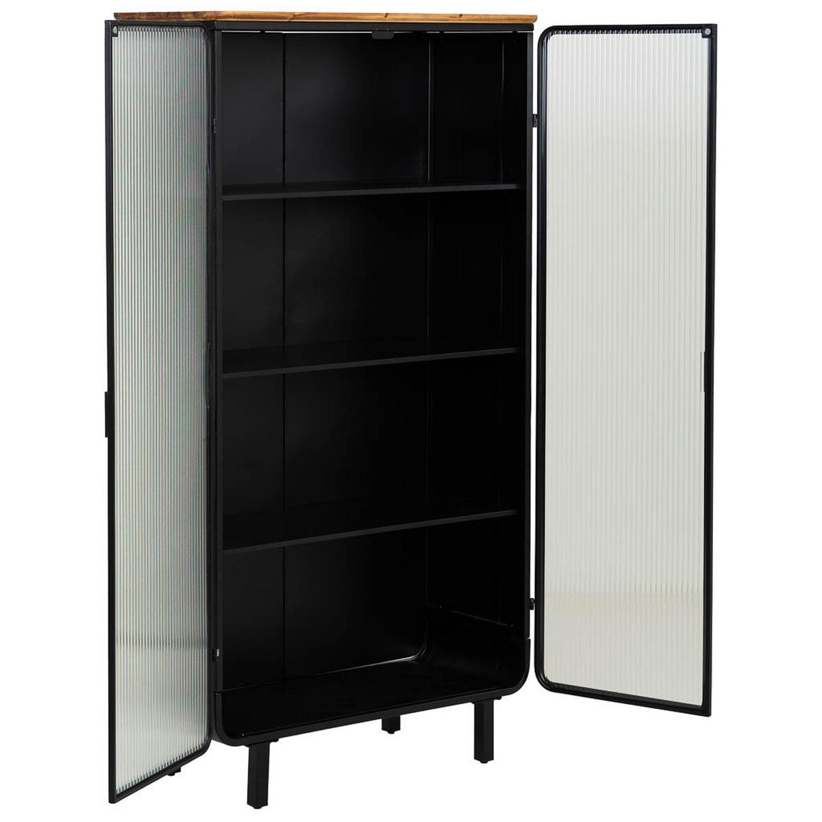VITRINE aus Metall, Holz und Glas mit 2 Türen, Schwarz, 84x36x152h cm - Schwarz, Holz (84/152/35cm) - Wanderlust