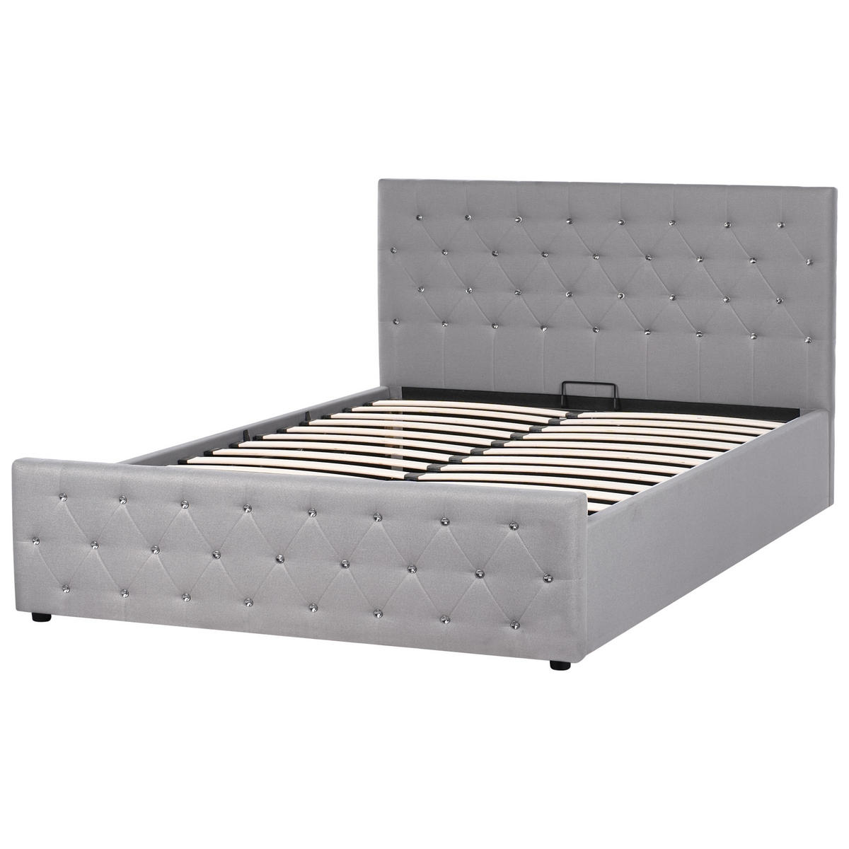 BETT mit Stauraum 160/200 cm Stoff Hellgrau Amiens - Hellgrau, Textil (160/200cm) - Beliani
