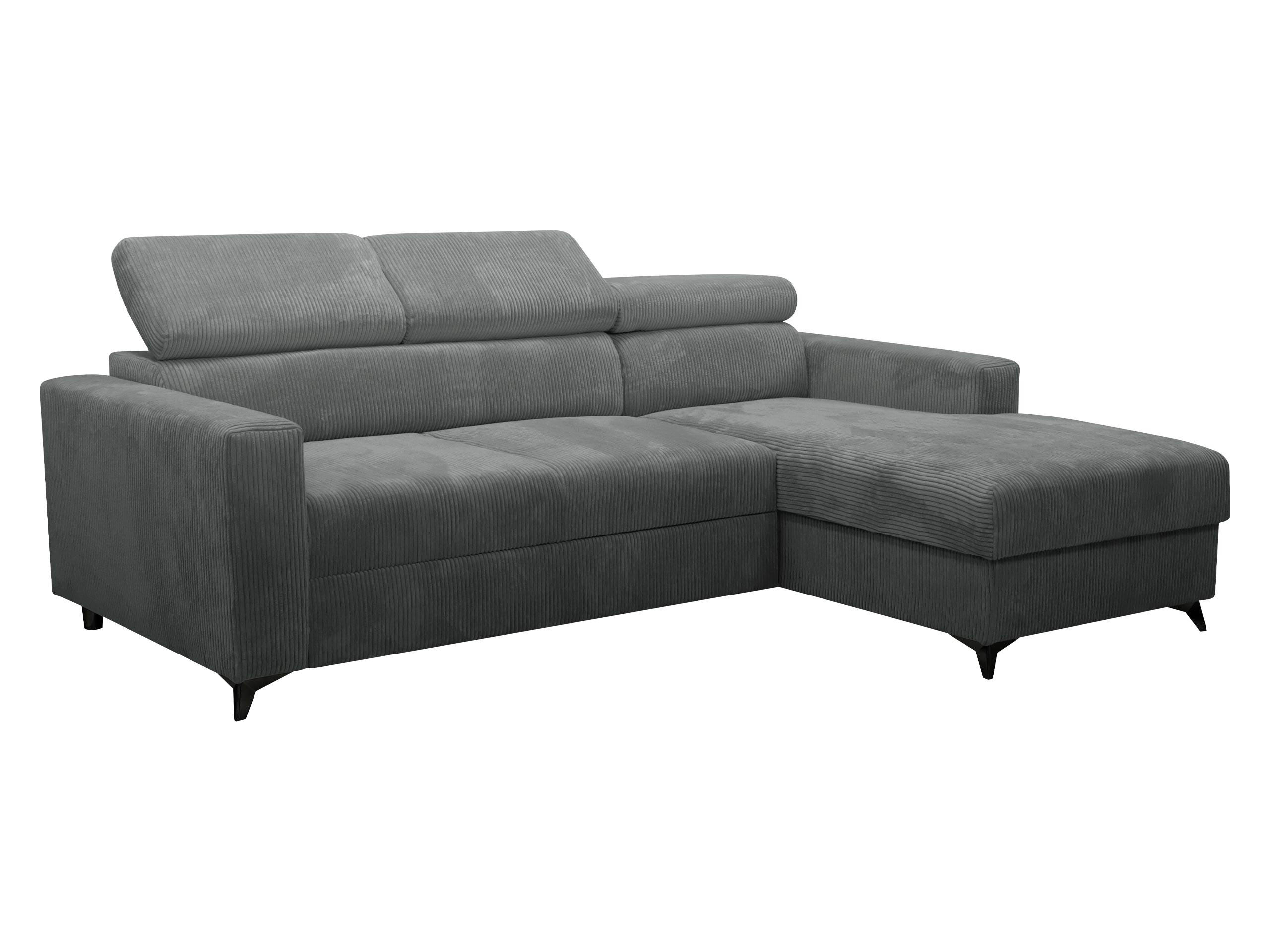 ECKSOFA Milano Premium Cord, Seite: Rechts 2R+LC - Schwarz/Graphitfarben, Holz/Textil (236/172cm) - MIRJAN24