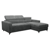 ECKSOFA Milano Premium Cord, Seite: Rechts 2R+LC - Schwarz/Graphitfarben, Holz/Textil (236/172cm) - MIRJAN24