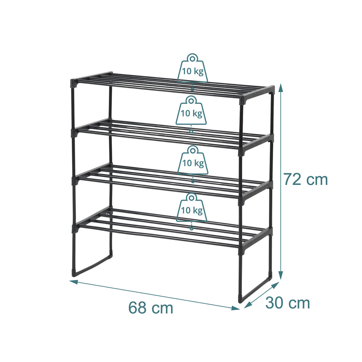 BOTNÍK - černá, kov/plast (68/72/30cm) - Relaxdays