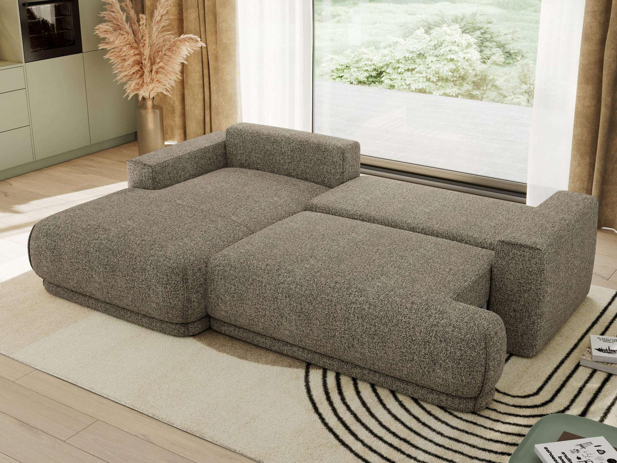ECKSCHLAFSOFA RINA L Grau Strukture - links - Schwarz/Grau, Kunststoff/Textil (267/170cm) - MKS