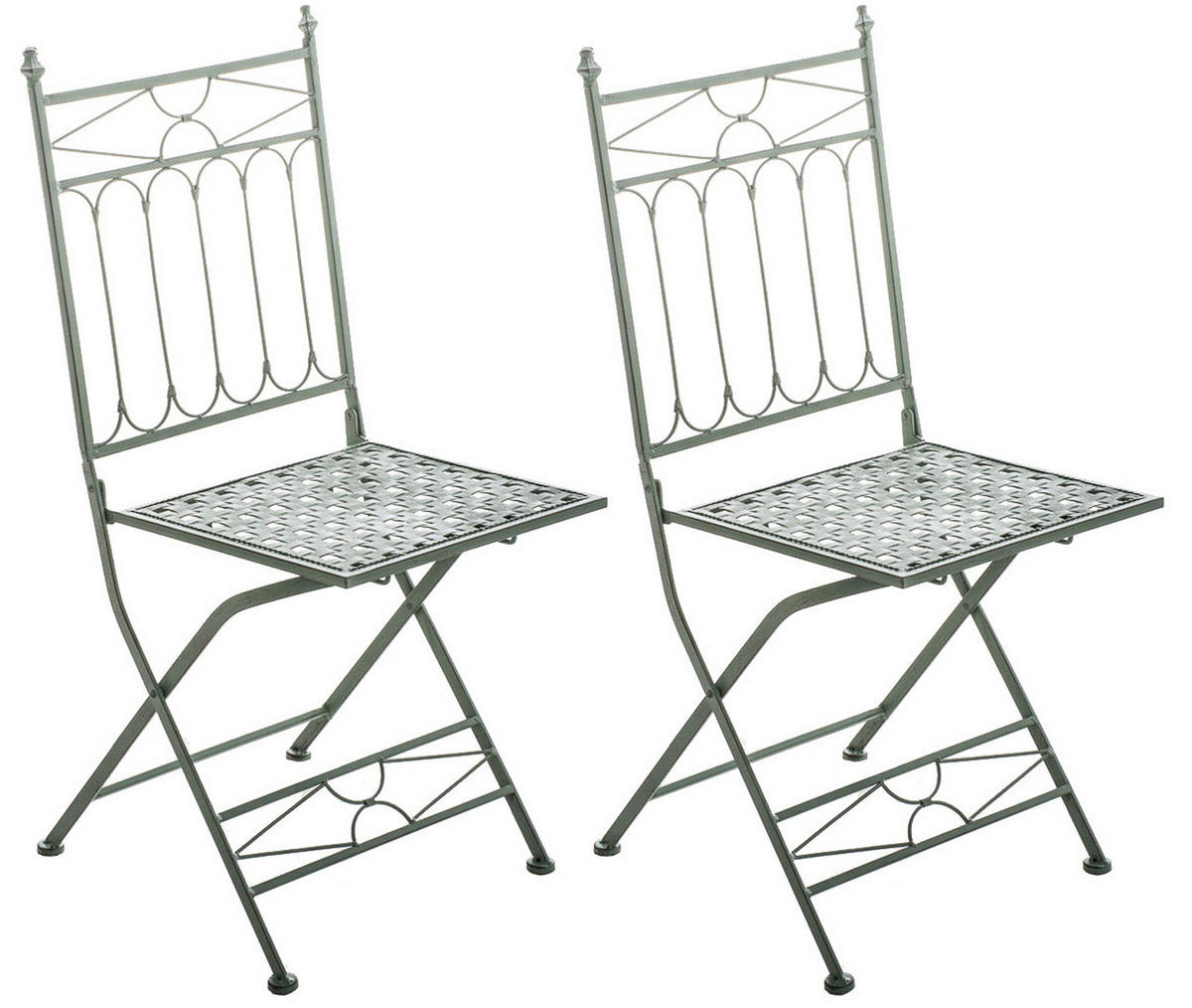 GARTENKLAPPSTUHL 2er Set Metall antik-grün - Grün, Metall (42/94/40cm) - CLP
