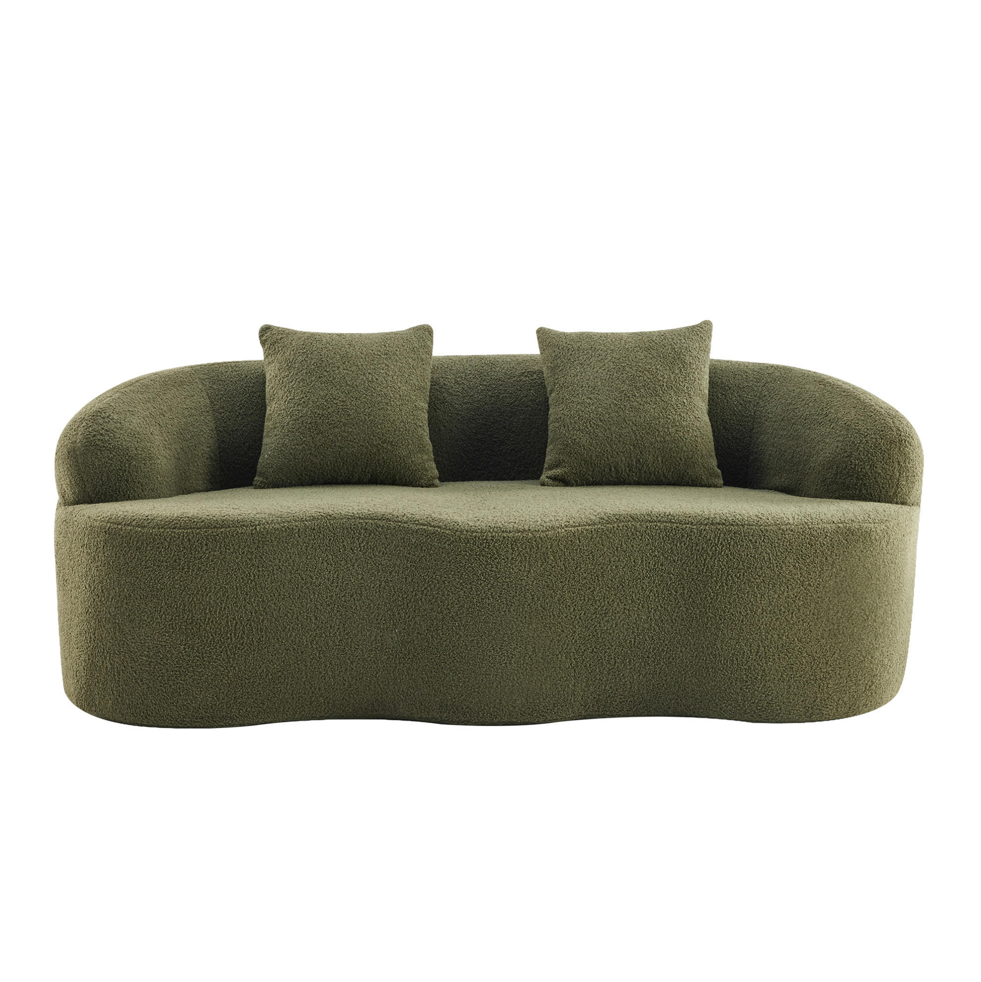 SOFA Zweisitzer geschwungen Green mit Kissen - Grün, Kunststoff (170/70/89cm) - Meubliv
