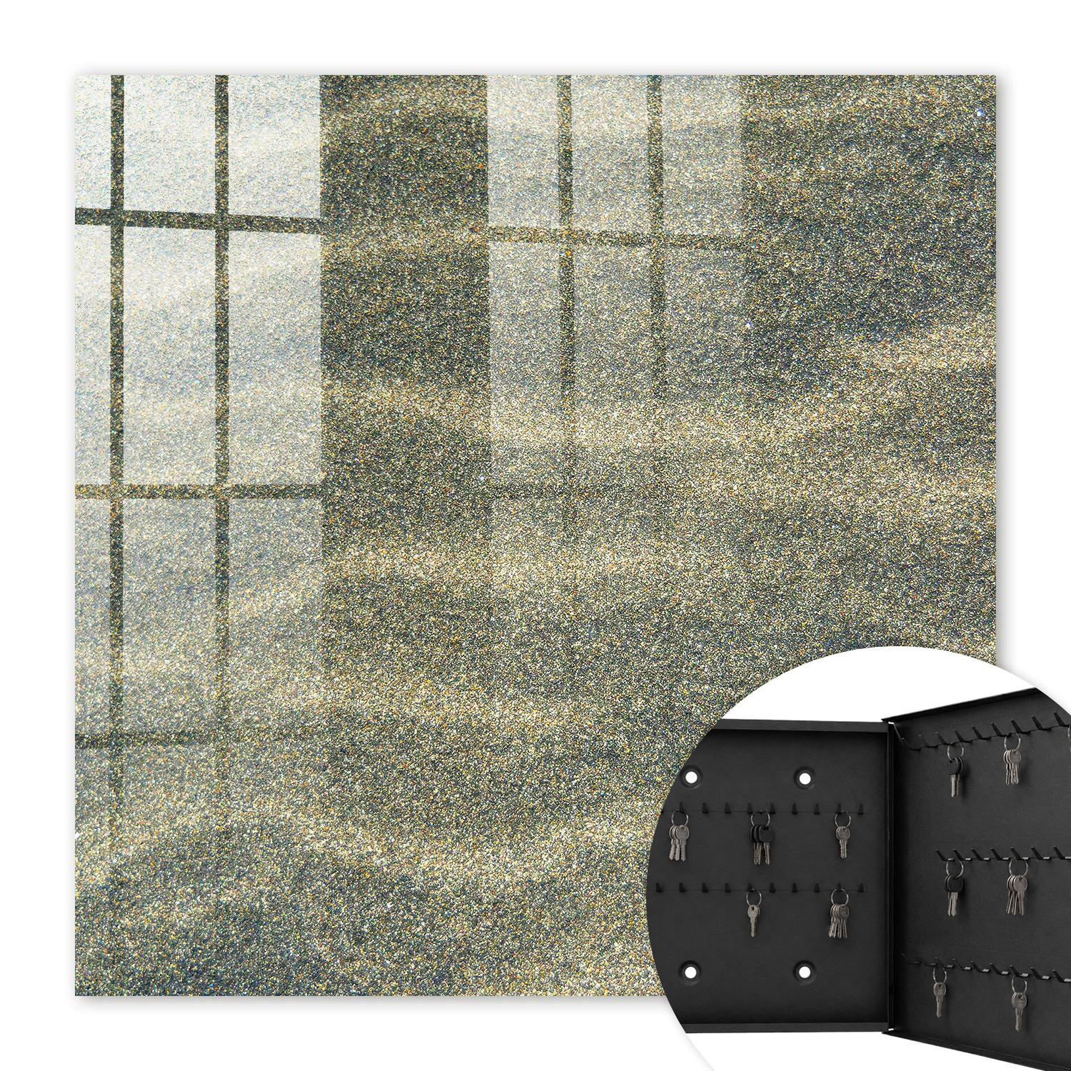 SCHLÜSSELBOX Schwarz 30x30 cm- Türöffnung nach rechts - Sandwellen - Grau, Metall (30/30/5cm) - TULUP