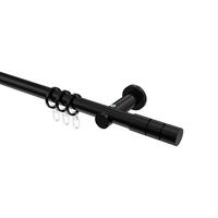 GARDINENSTANGEN-SET Platon Elanto 180 cm, 1-läufig, 20 mm Ø Schwarz - Schwarz, Metall (180cm) - INTERDECO