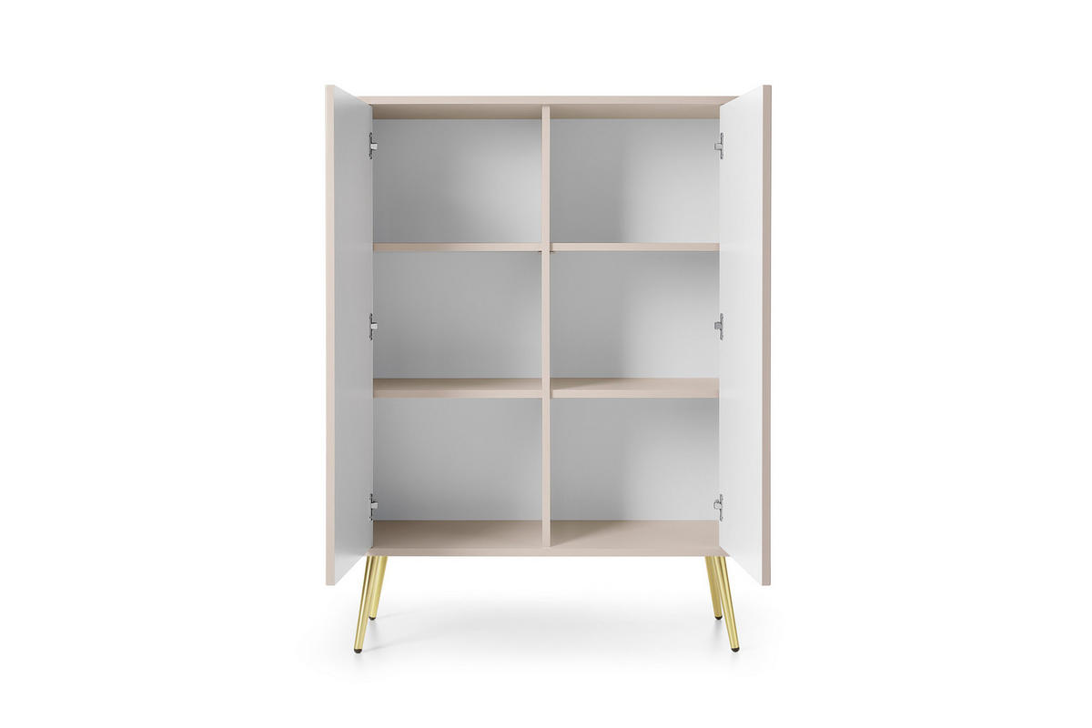 KOMMODE ZOVA - K-103, mit 6-Regalen, Metallfüße 103x39x129 cm CASHMERE - Goldfarben/Schwarz, Holzwerkstoff/Kunststoff (103/129/39cm) - DomoHome