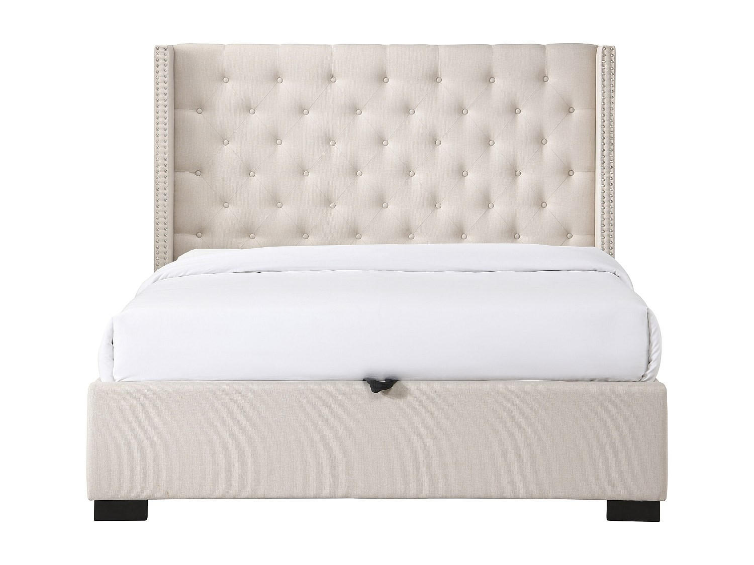 BETT mit Bettkasten - 2 Personen - stoff - beige Massimo - Beige, Textil (200/200cm) - Vente-Unique
