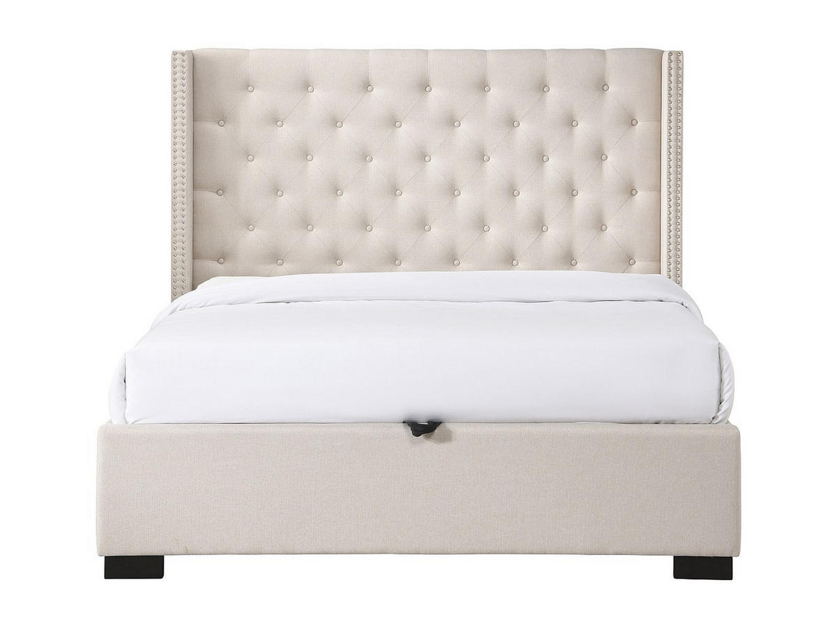 BETT mit Bettkasten - 2 Personen - Stoff - Beige - - Beige, Textil (160/200cm) - Vente-Unique