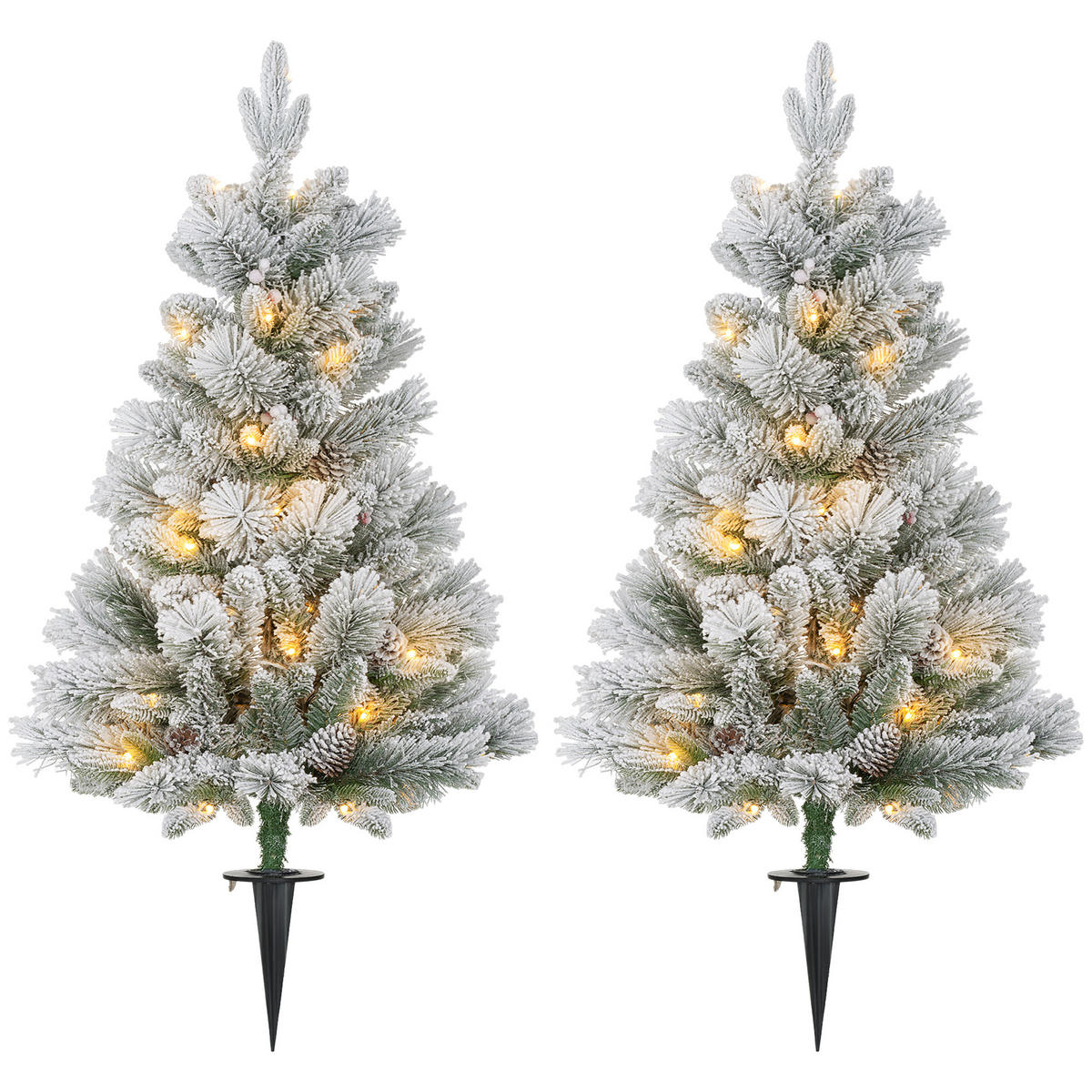WEIHNACHTSBAUM DE-41570 2er-Set 107 cm LED, Tannenzapfen Grün/Weiß - Weiß/Grün, Kunststoff (107cm) - ComfortXL