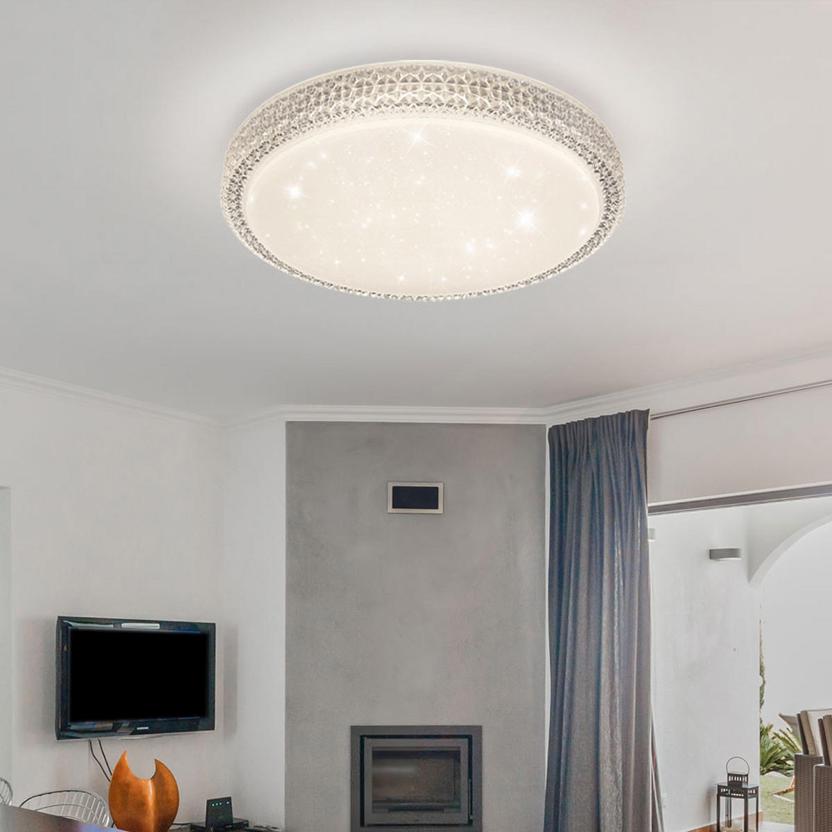 LED DECKENLEUCHTE Metall Kristalloptik Weiß - Klar, Metall (40/40/8.5cm)