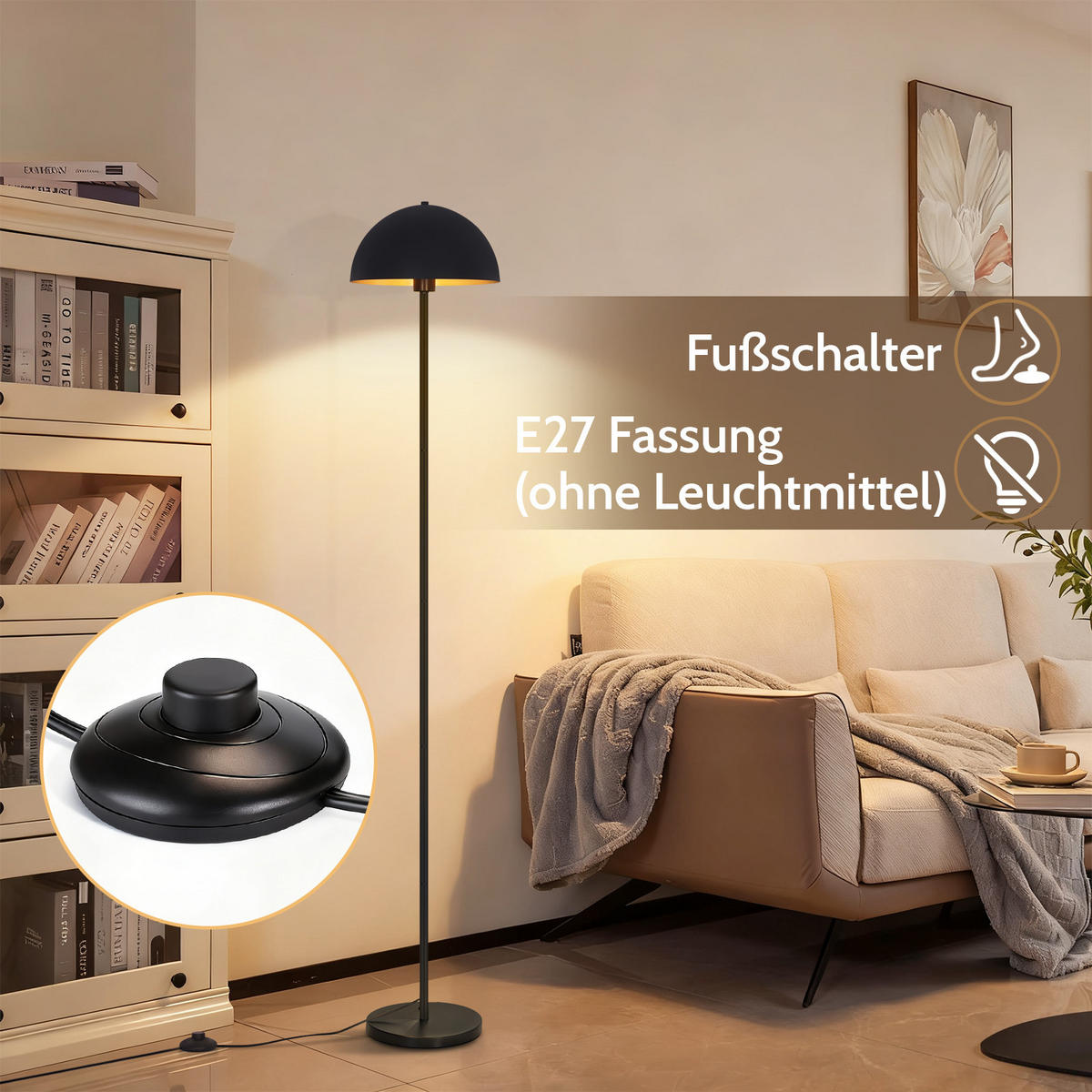 STEHLAMPE Zrelis 30/30/170 cm - Schwarz, Metall (30/30/170cm) - ZMH