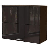 KÜCHENHÄNGESCHRANK Essen W8B/90-AV Schwarz Hochglanz / Lava Matt 90 / 32,5 / 72cm - Schwarz Hochglanz/Dunkelgrau, Holz/Holzwerkstoff (90/72/32.5cm) - Feldmann-Wohnen