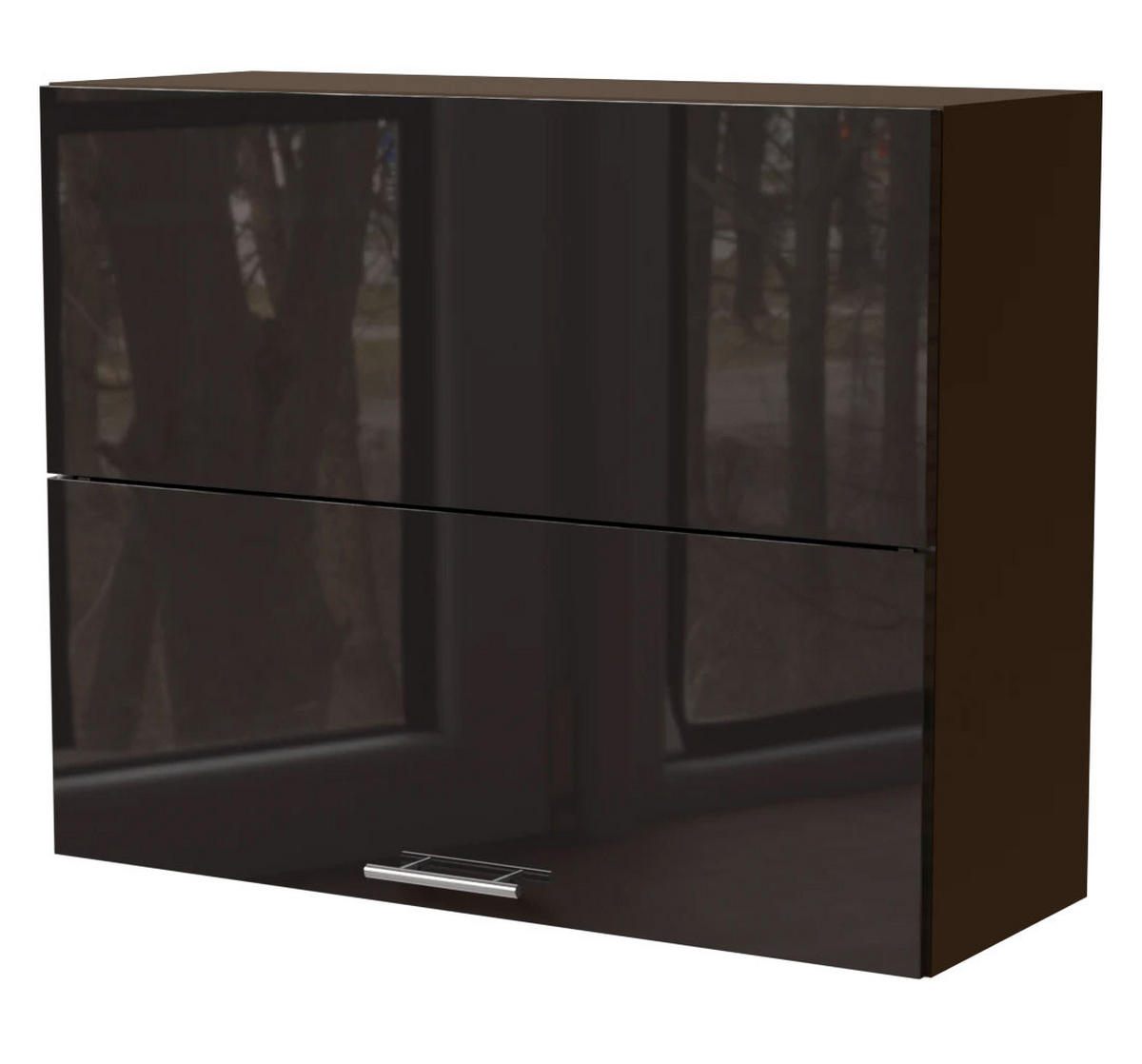 KÜCHENHÄNGESCHRANK Essen W8B/90-AV Schwarz Hochglanz / Lava Matt 90 / 32,5 / 72cm - Schwarz Hochglanz/Dunkelgrau, Holz/Holzwerkstoff (90/72/32.5cm) - Feldmann-Wohnen