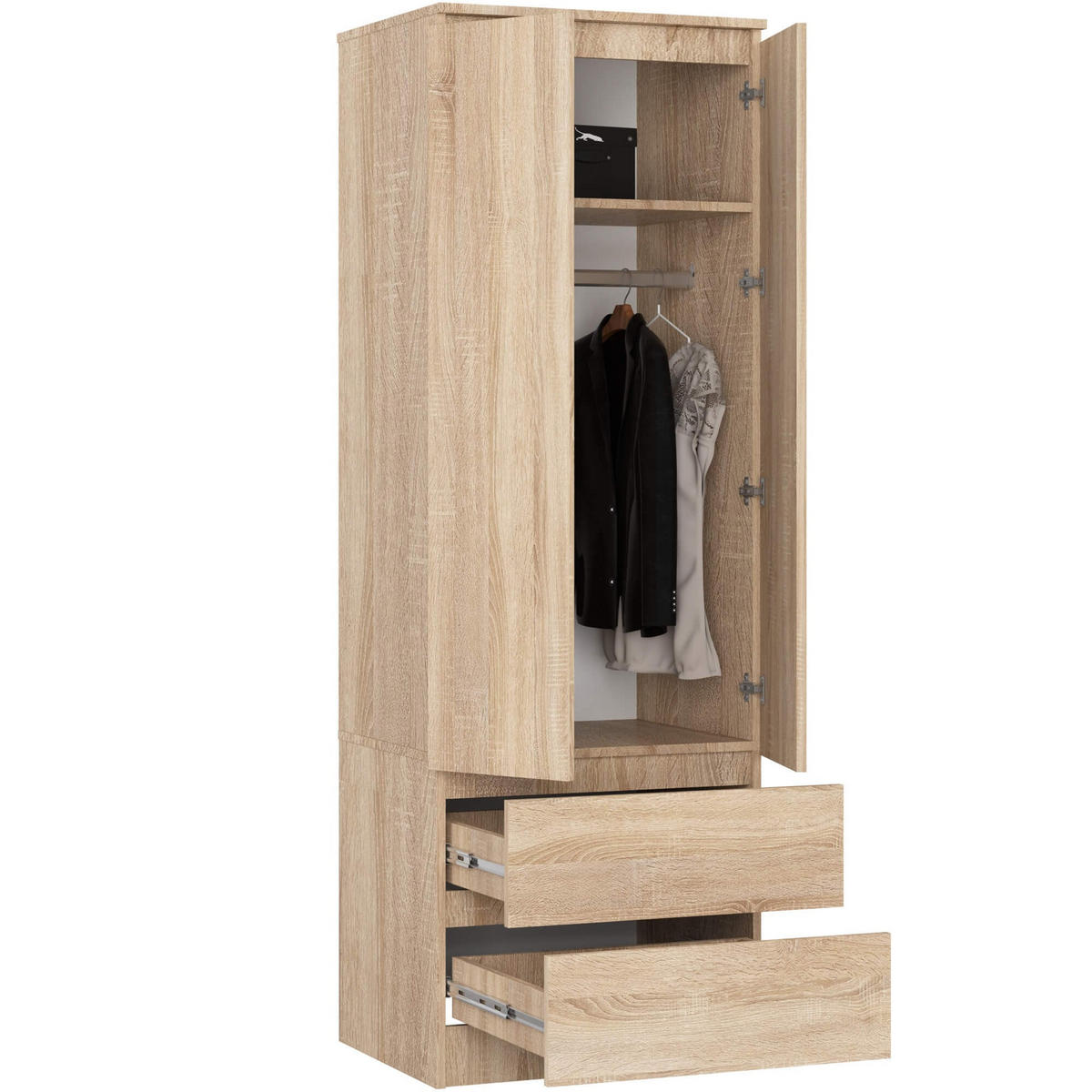 KLEIDERSCHRANK Eiche Sonoma 180/60/51 - Sonoma Eiche, Holzwerkstoff (60/180/51cm) - RAUMHIRSCH FURNITURE